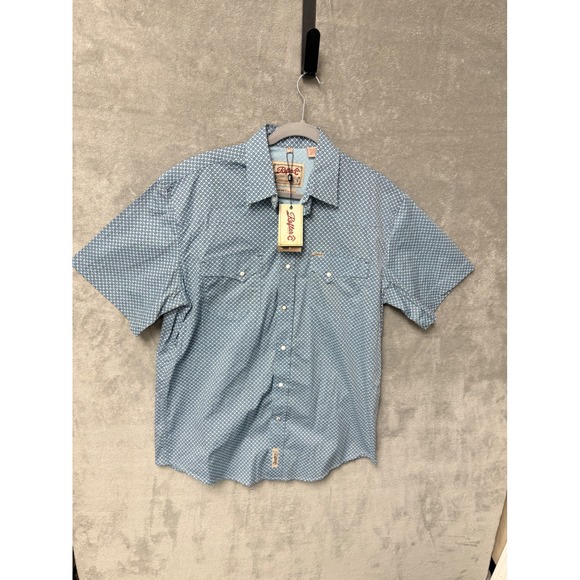 Rafter C Other - Rafter C Cowboy Collection Mens Short Sleeve Shirt M/L Blue Geometric Print